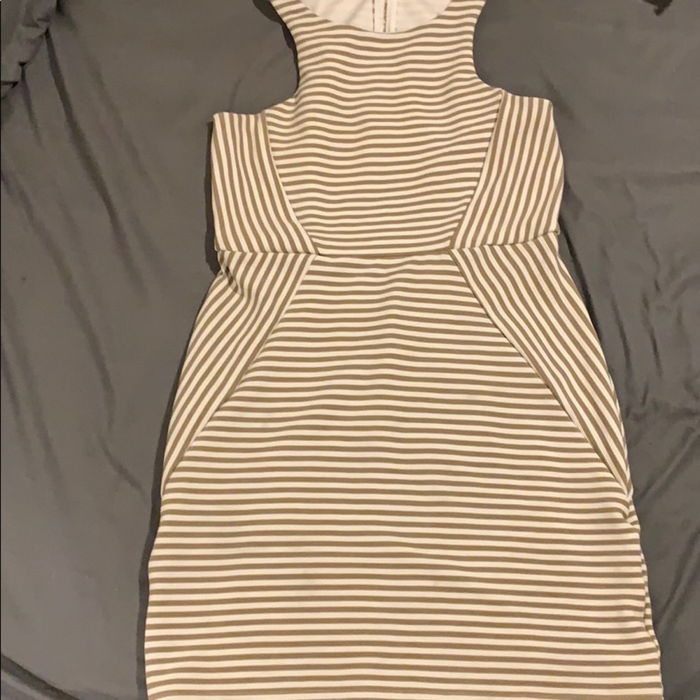 Tan and cream stripped dress.